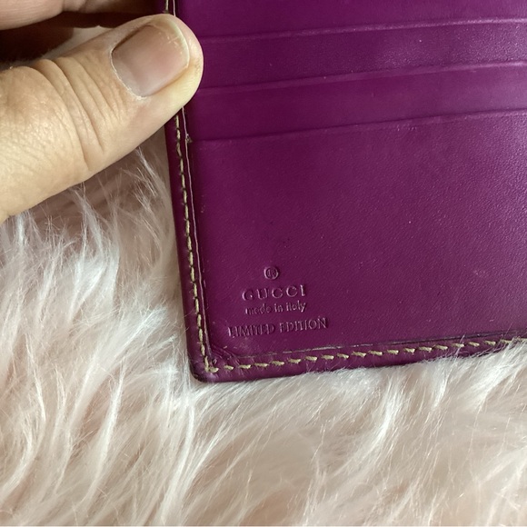 GUCCI with RARE purple striped snappy monogram bifold wallet EUC - Picture 7 of 13